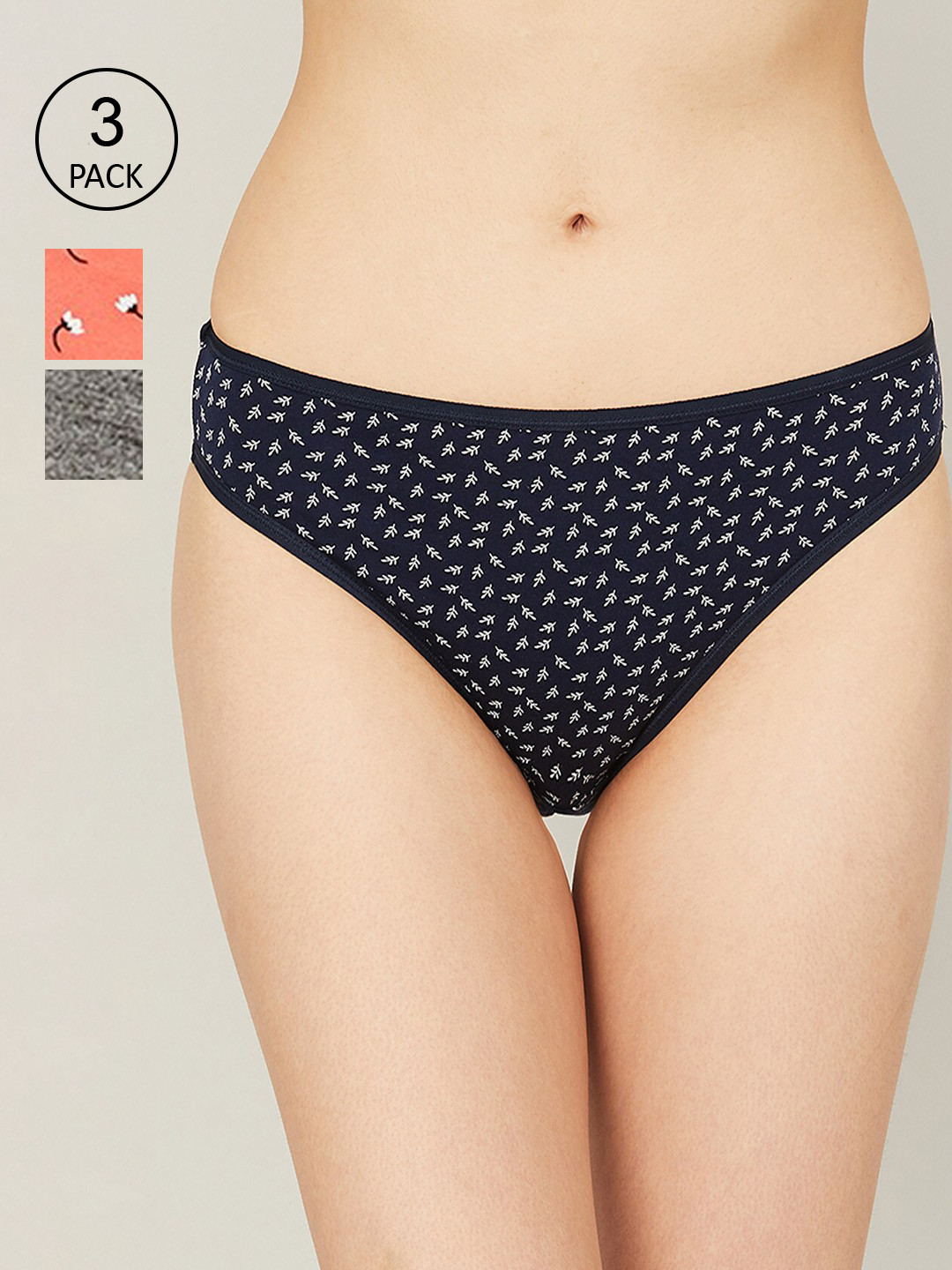 

Ginger by Lifestyle Women Pack Of 3 Bikini Cotton Briefs, Black
