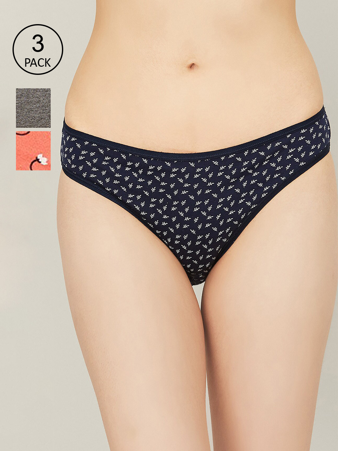 

Ginger by Lifestyle Women Set of 3 Cotton Basic Briefs, Black