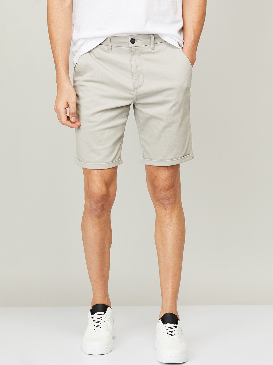 

CODE by Lifestyle Men Grey Solid Cotton Shorts