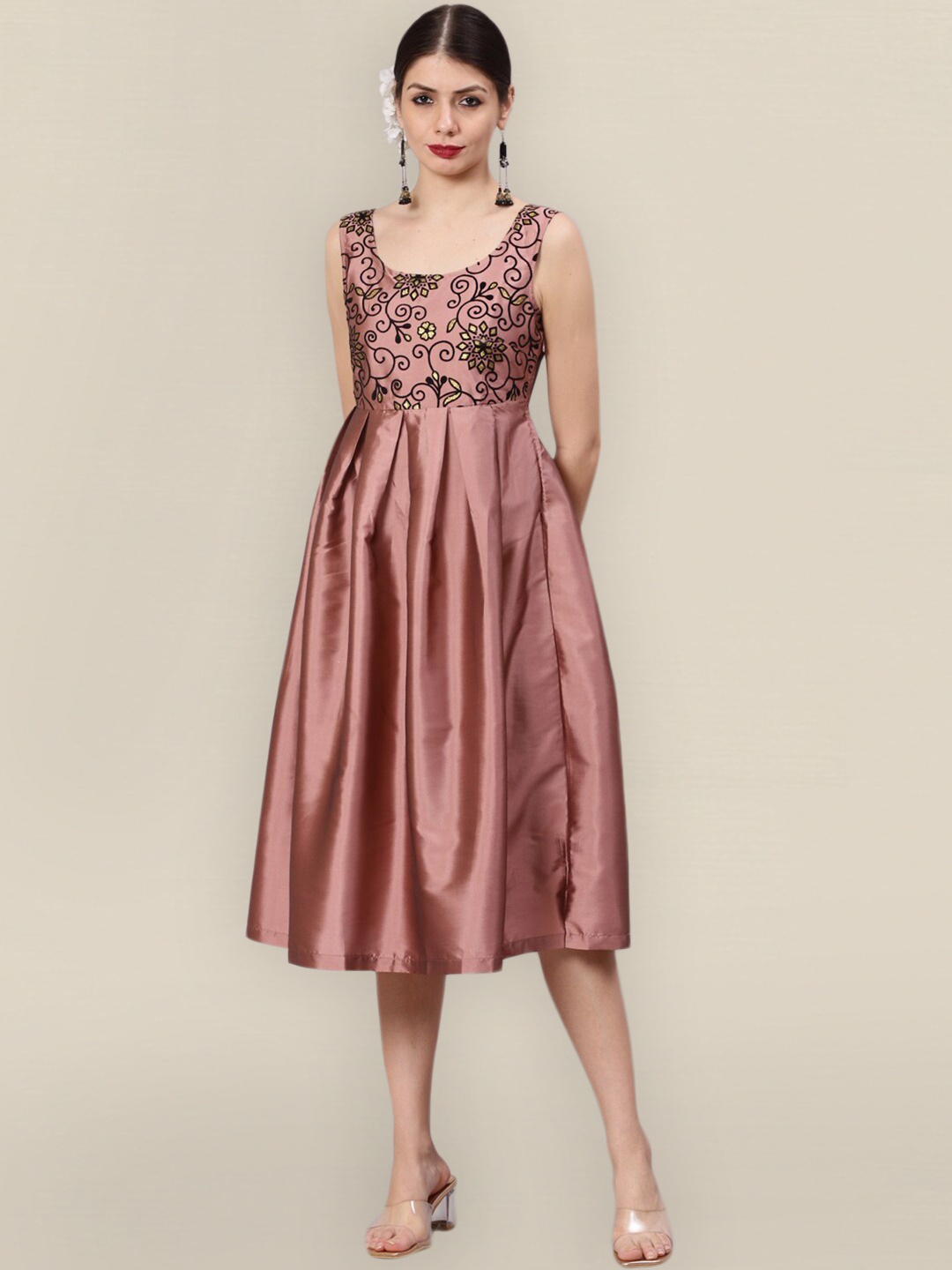

Sangria Mauve & Black Midi Dress