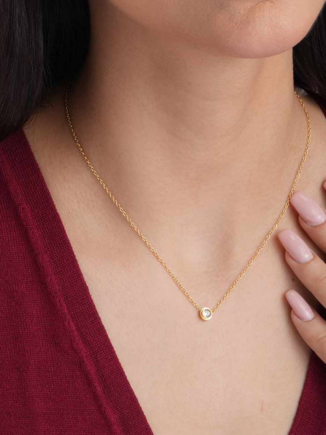 

PALMONAS Gold-Toned Silver Gold-Plated Handcrafted Necklace