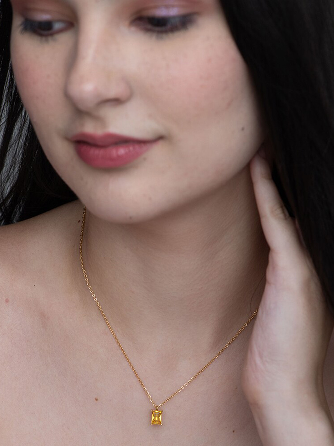 

PALMONAS Gold-Toned & Yellow Silver Gold-Plated Handcrafted Necklace