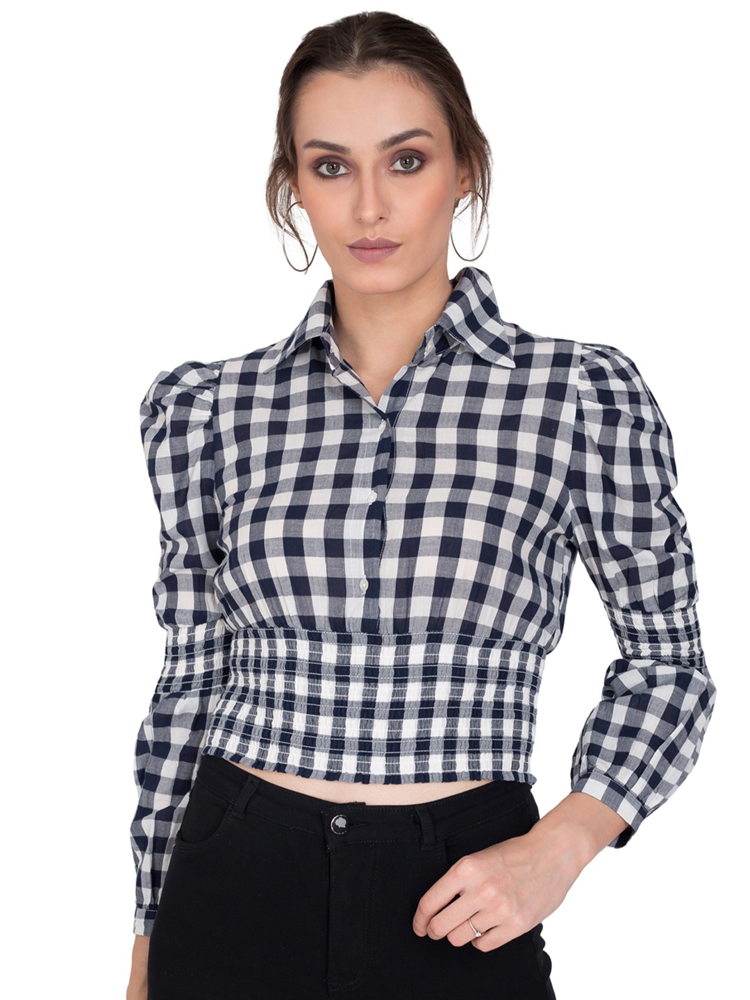 

sandy AND ritz Women Black Gingham Checks Checked Casual Shirt