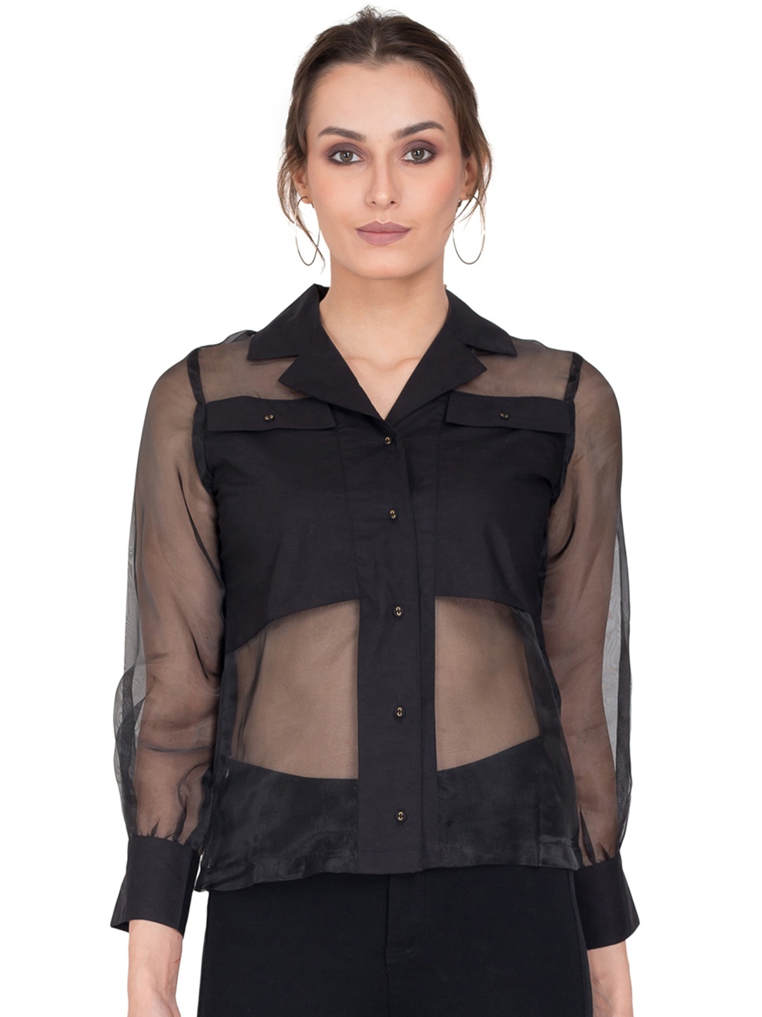 

sandy AND ritz Women Black Sheer Casual Shirt