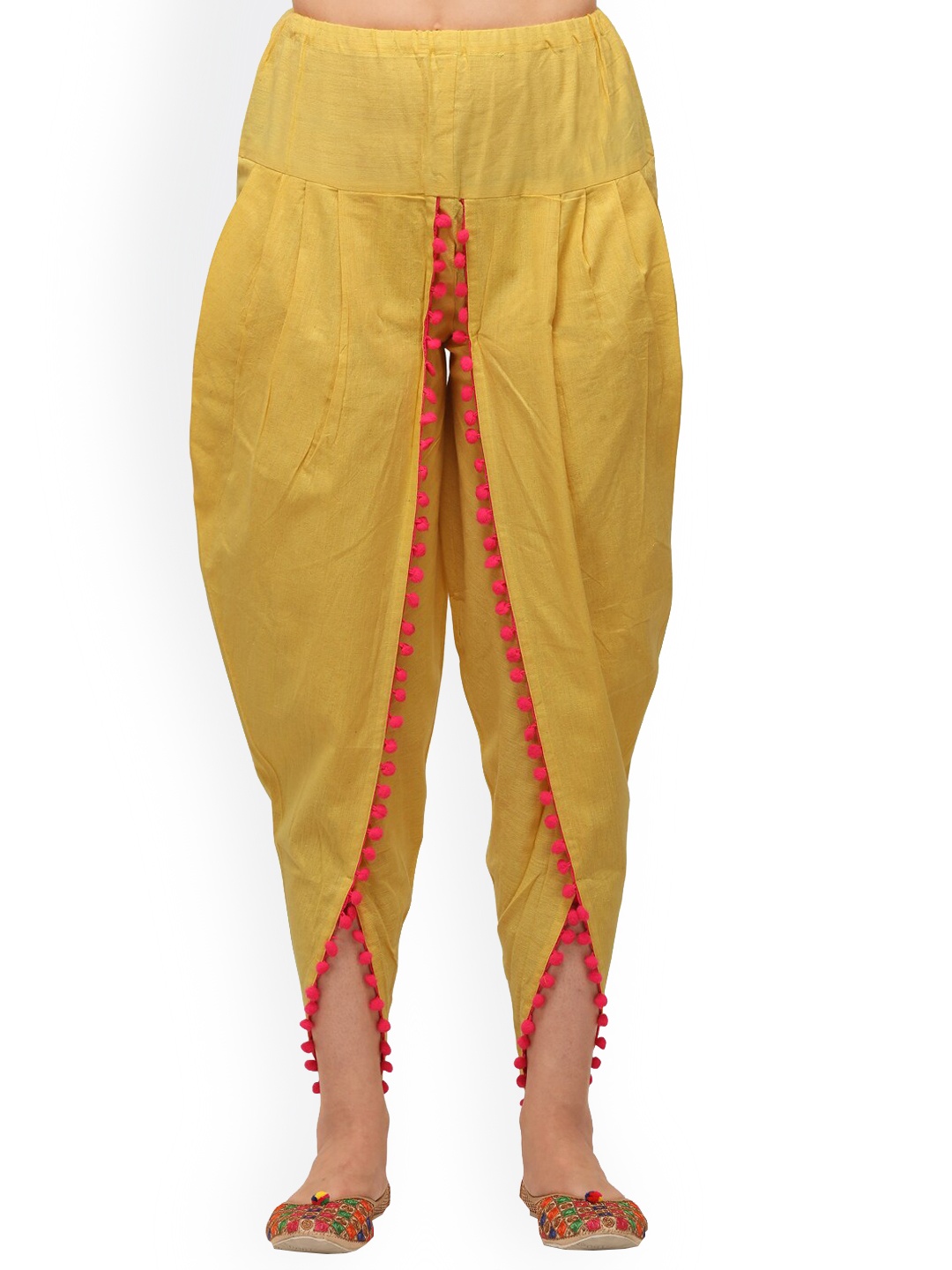 

MESMORA FASHION Women Yellow Solid Cotton Dhotis