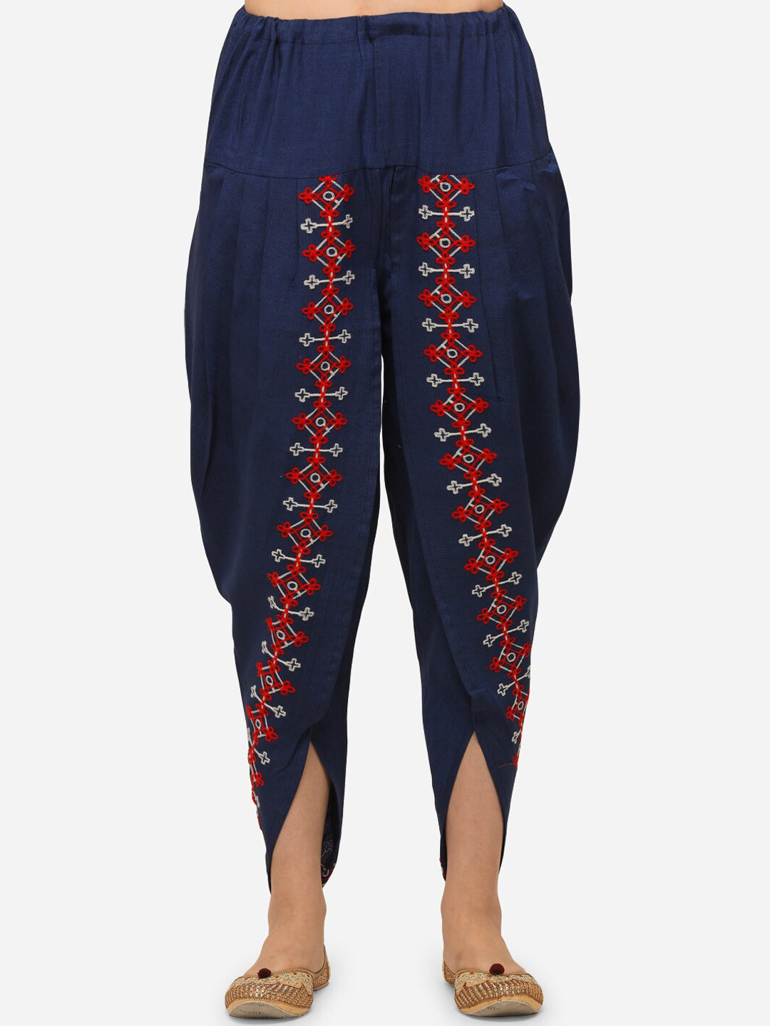 

MESMORA FASHION Women Blue Embroidered Cotton Dhotis
