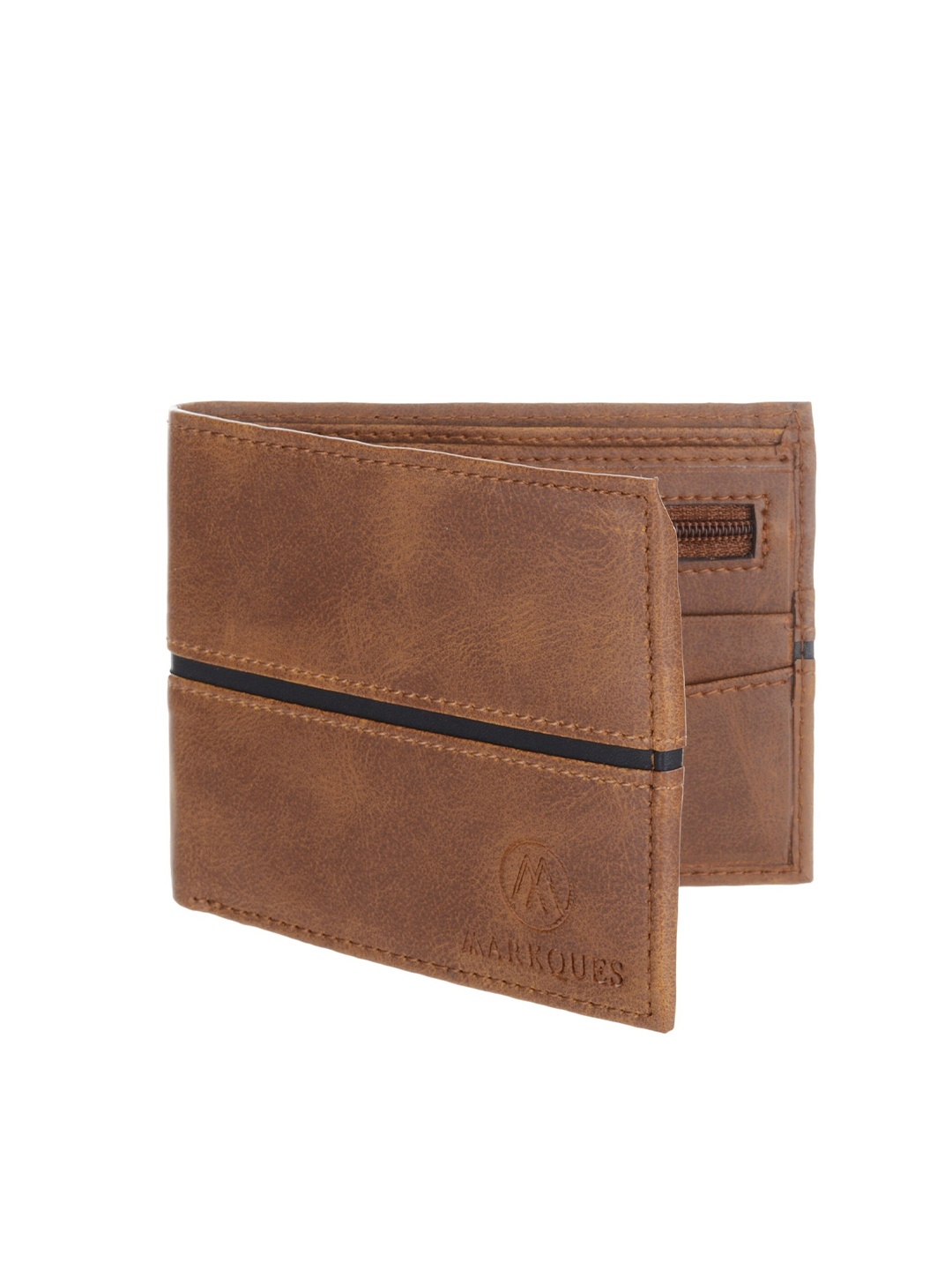 

MARKQUES Men Brown Leather Two Fold Wallet