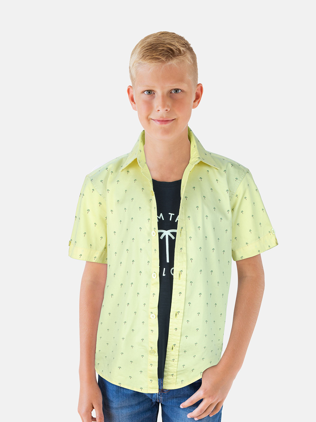 

Palm Tree Boys Yellow Printed Casual Shirt