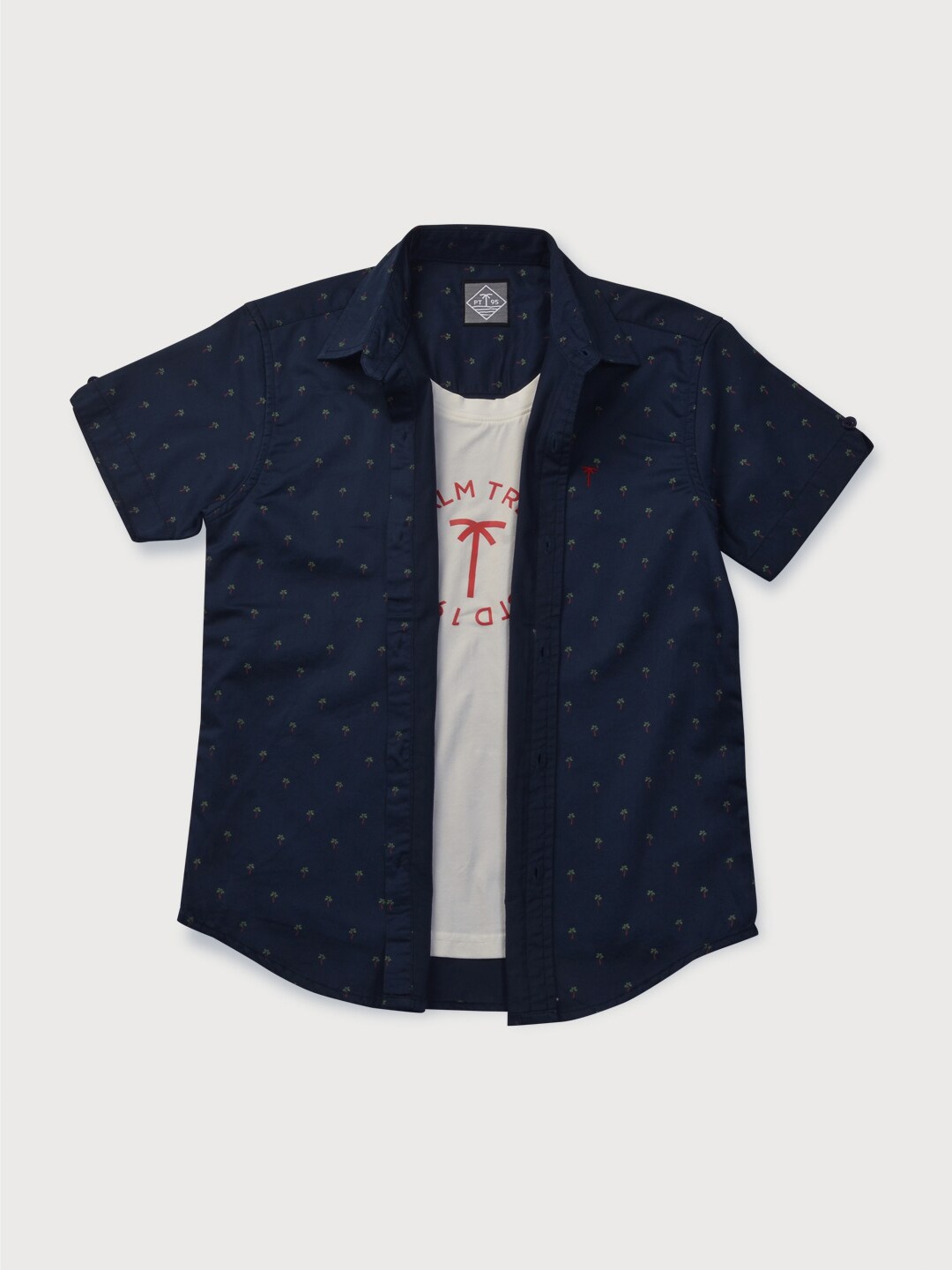 

Palm Tree Boys Navy Blue Printed Casual Shirt