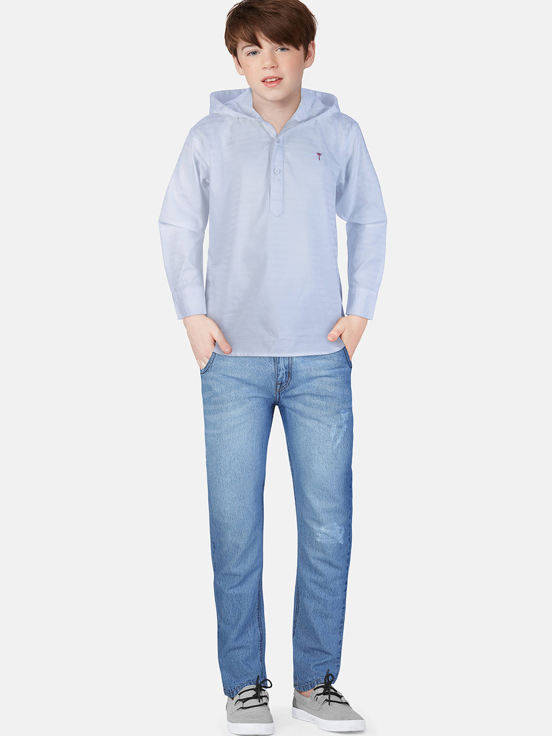 

Palm Tree Boys White Solid Casual Shirt
