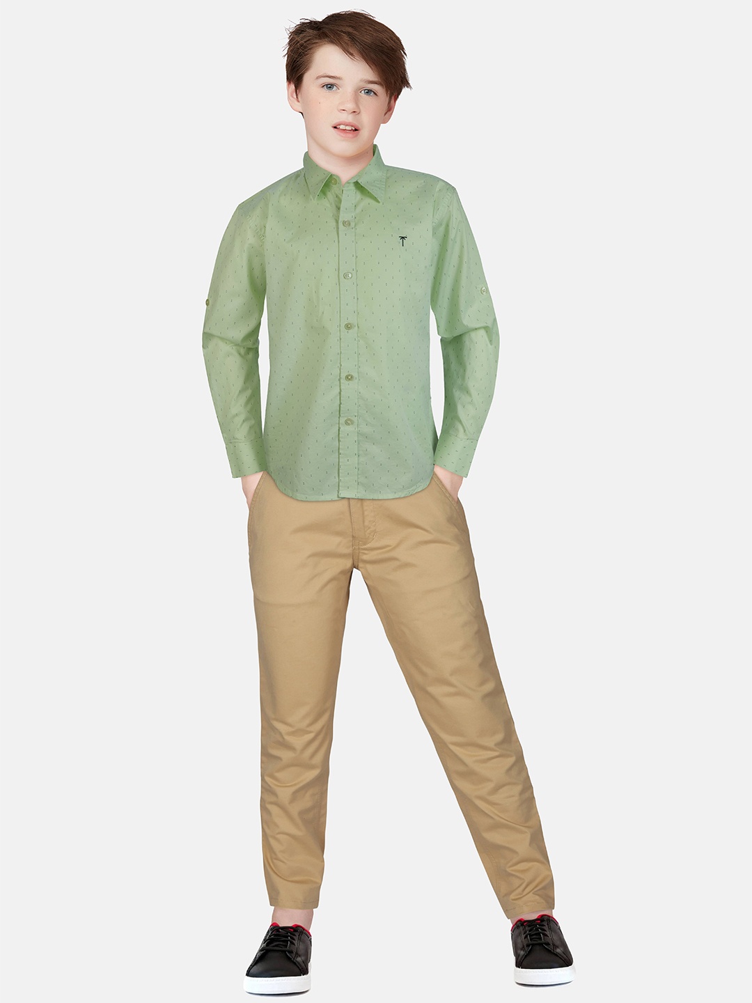 

Palm Tree Boys Green Printed Casual Shirt