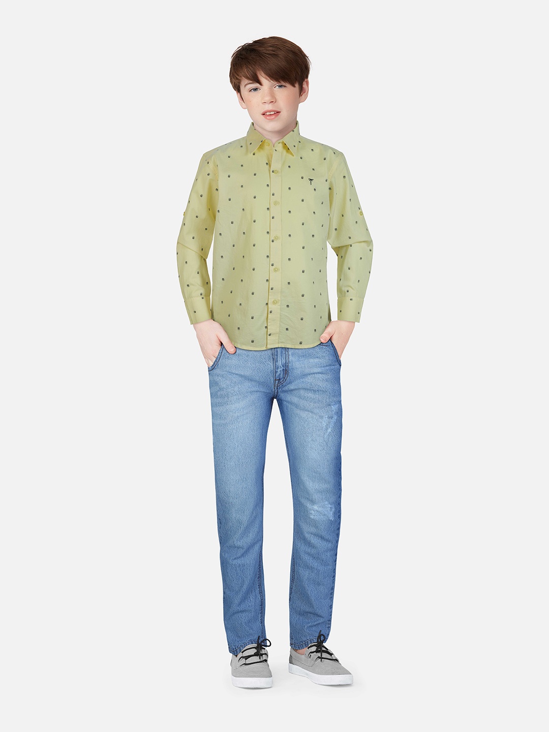 

Palm Tree Boys Off White Printed Casual Shirt