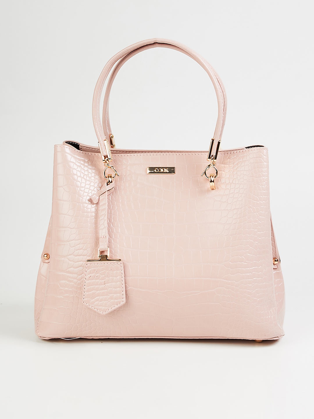 

CODE by Lifestyle Womens Pink Textured Structured Handheld Bag