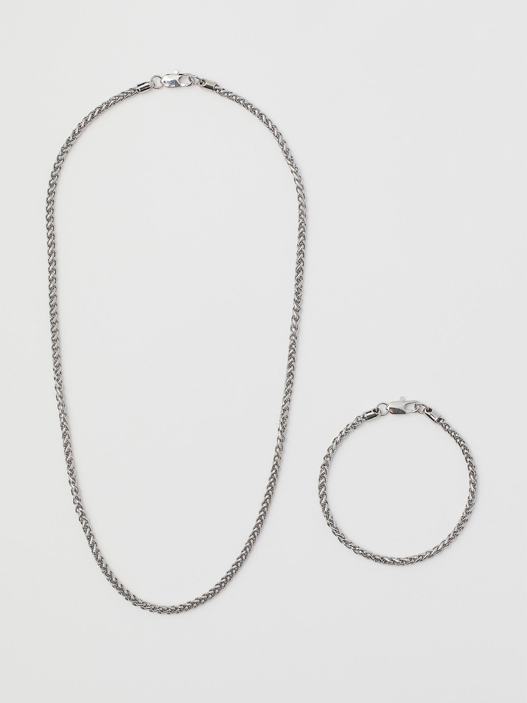 

H&M Men Silver Toned Necklace and Bracelet