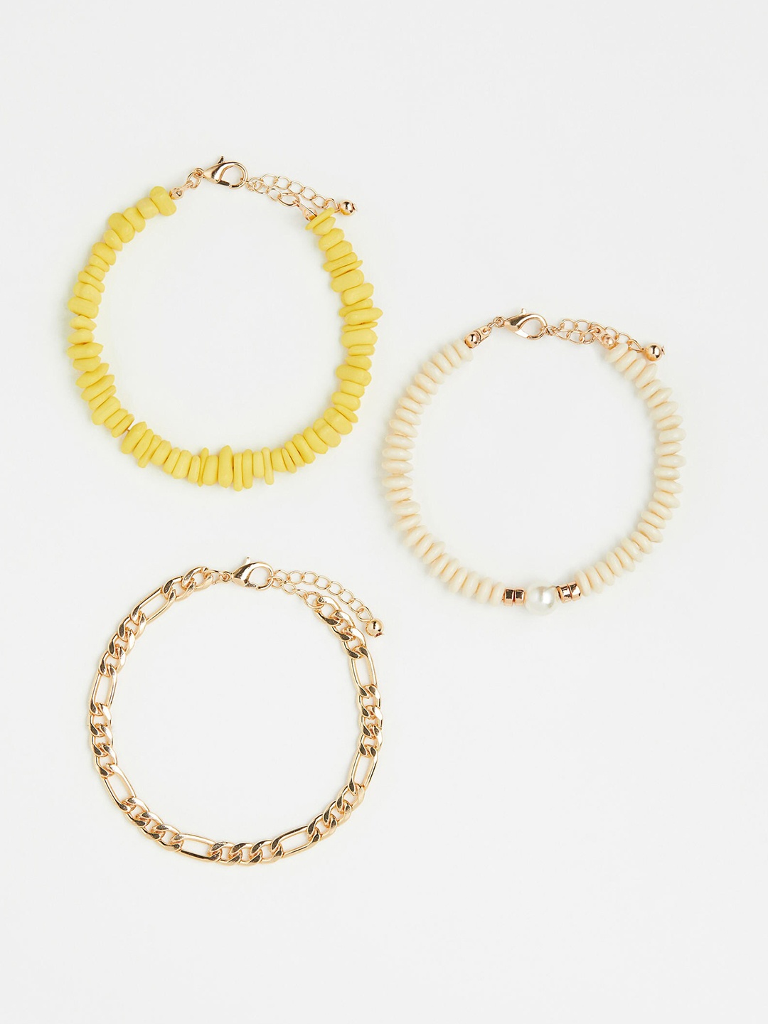 

H&M Women Set of 3 Gold-Toned & Cream-Coloured Multistrand Bracelet