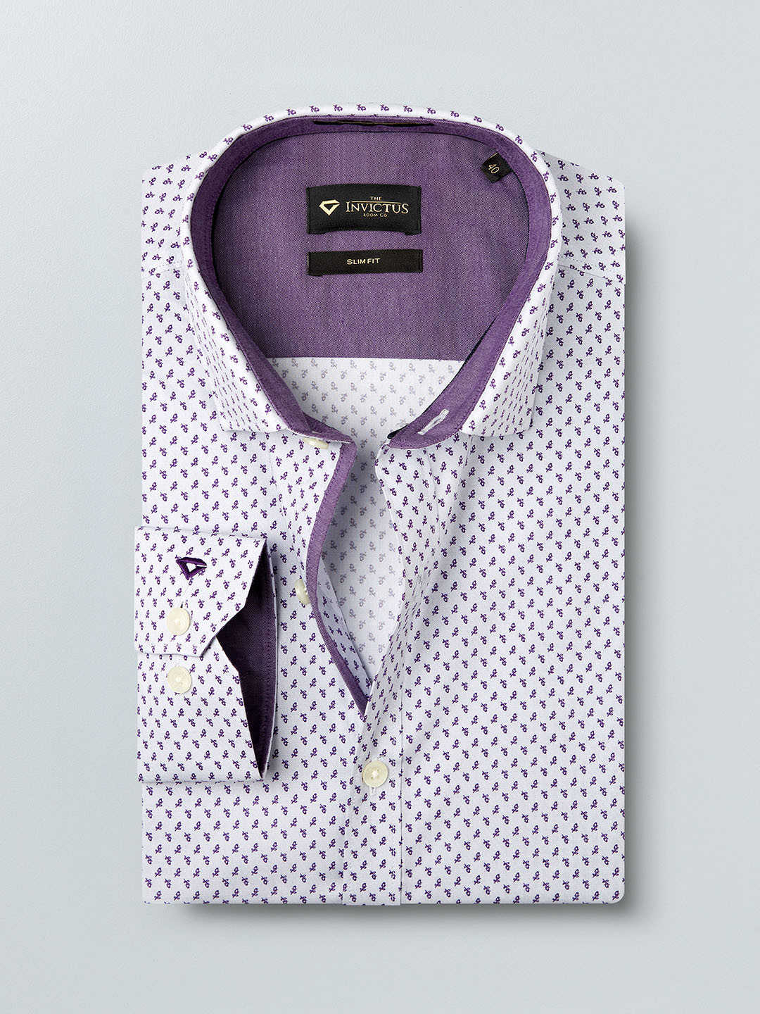 

INVICTUS Men Purple Slim Fit Printed Semiformal Shirt