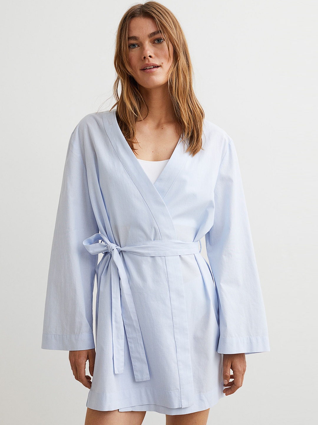 

H&M Women Blue Solid Cotton Dressing Gown
