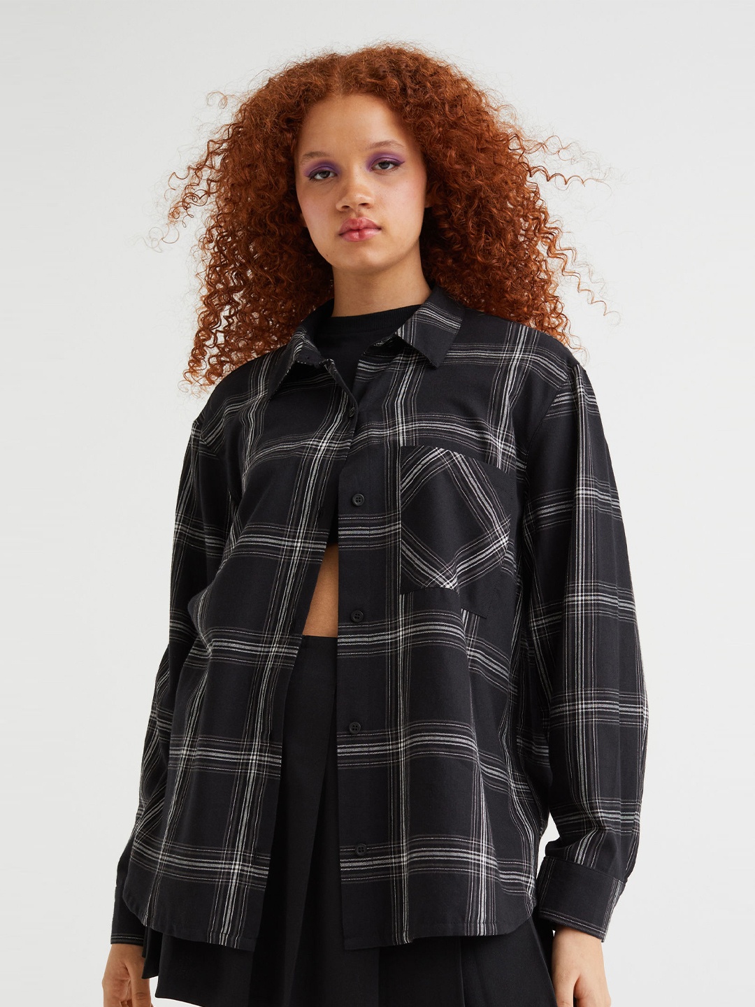 

H&M Women Black Checked Shirt