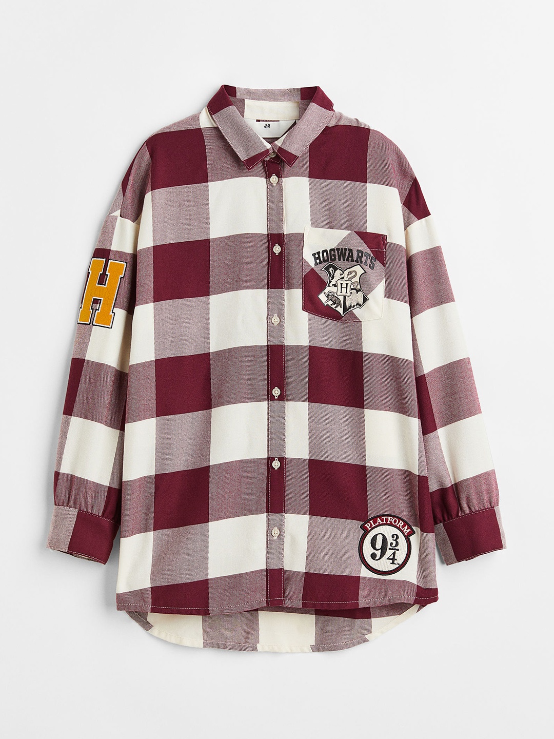 

H&M Red Oversized Back-Print Shirt, Multi