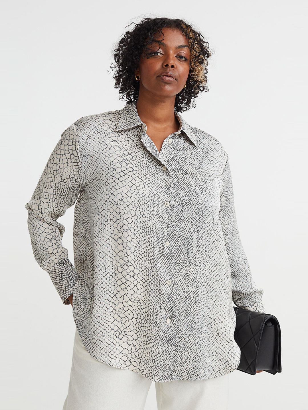 

H&M Women Grey Shirt With a Sheen