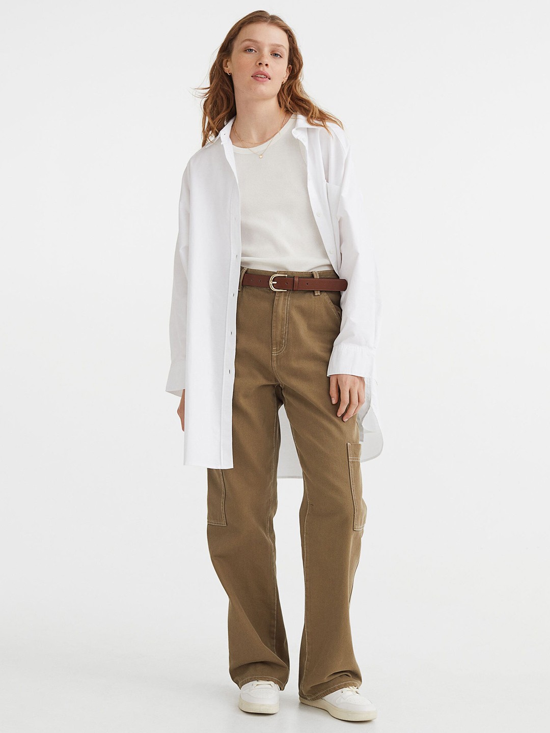 

H&M Women White Oversized Oxford Shirt