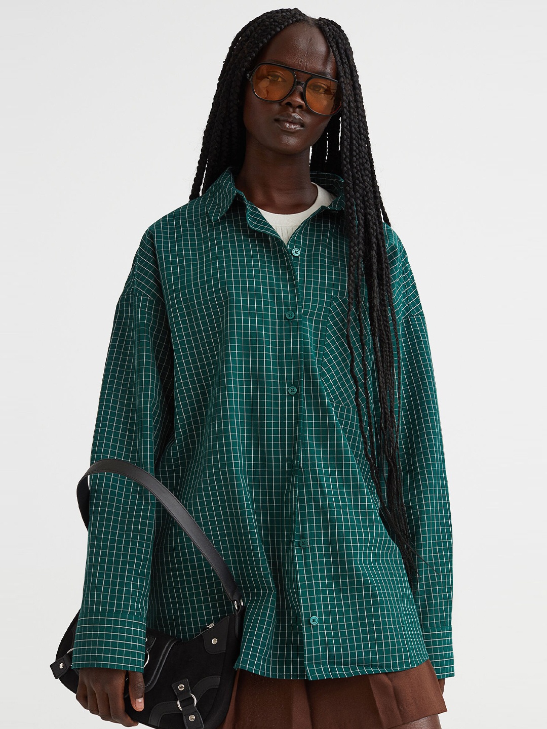 

H&M Green Oversized Cotton Shirt