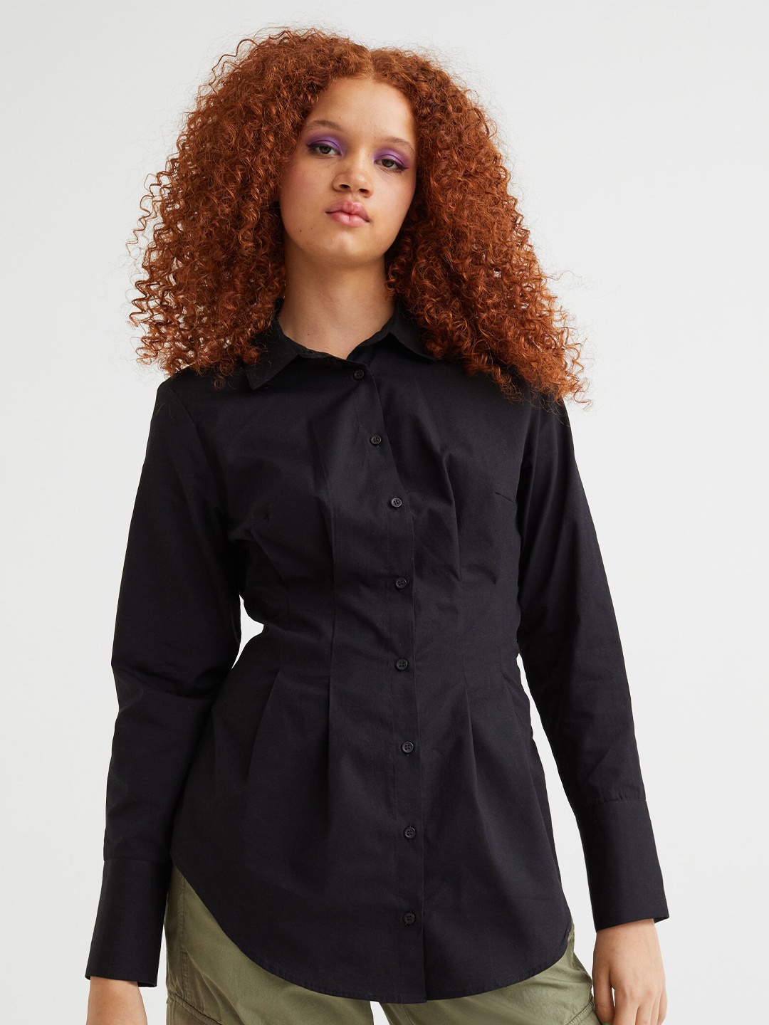 

H&M Black Tapered-Waist Shirt