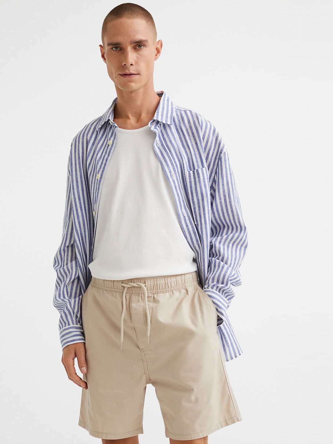 

H&M Regular Fit Cotton Shorts, Beige