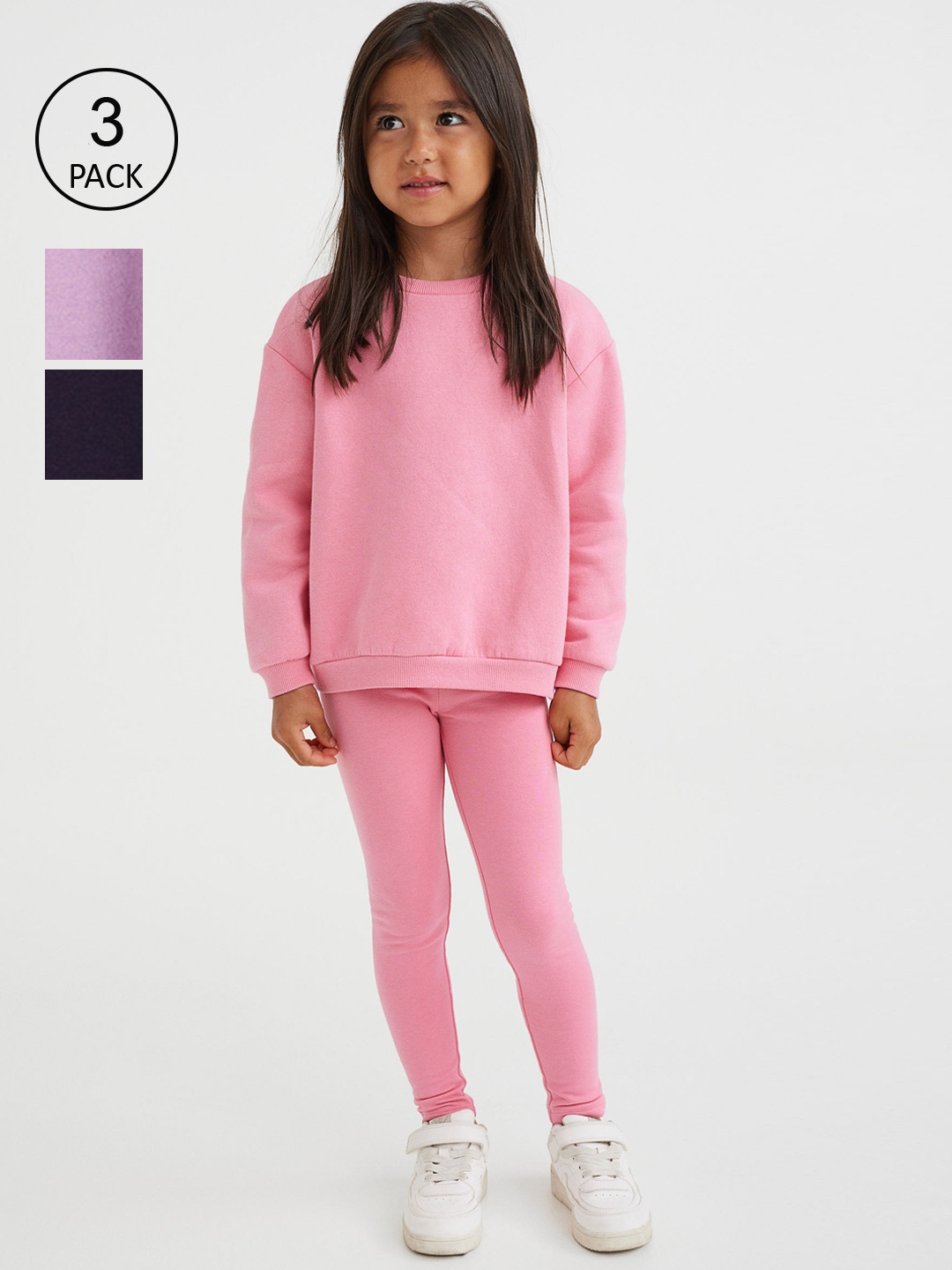 

H&M Girls Pink and Blue 3-Pack Heavy Jersey Leggings