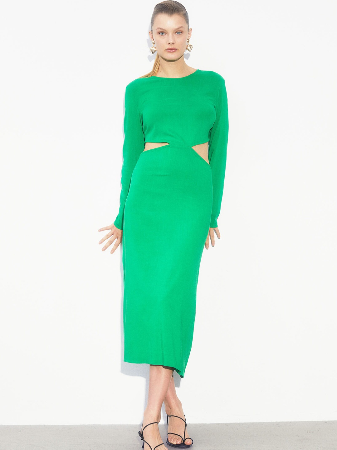 

H&M Women Green Cut-Out Bodycon Dress