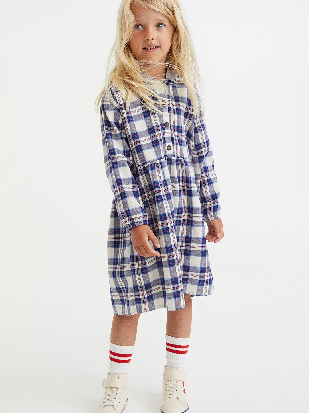 

H&M Girls Blue Hooded Twill Dress