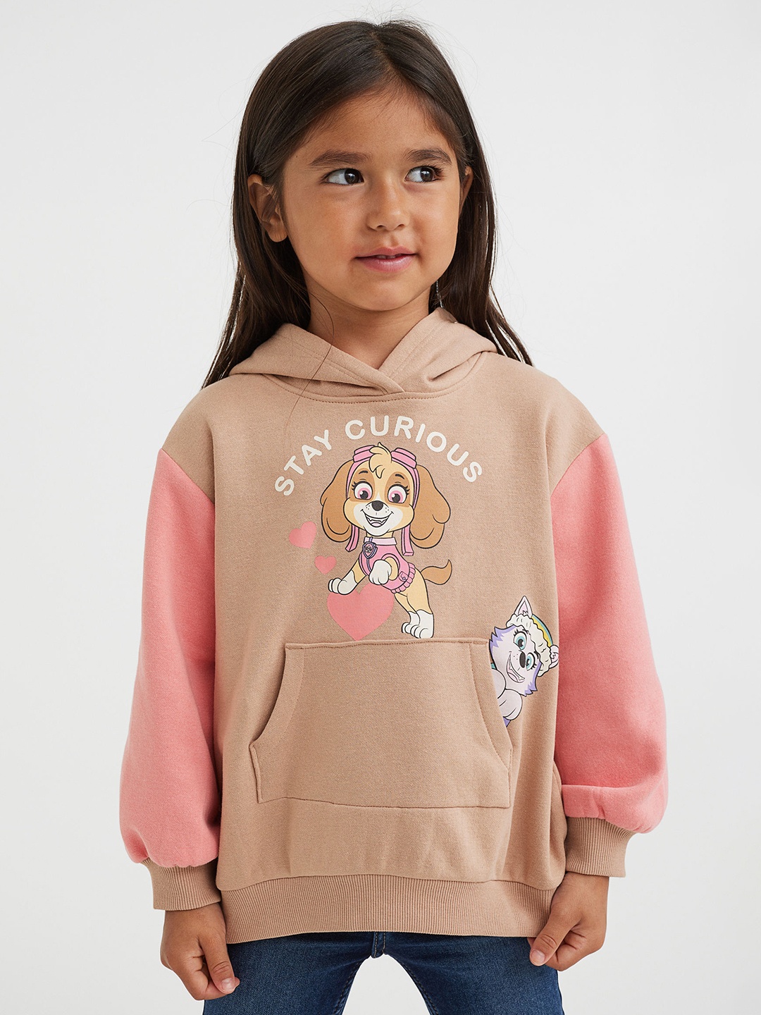 

H&M Girls Hooded Sweatshirt Dress, Beige