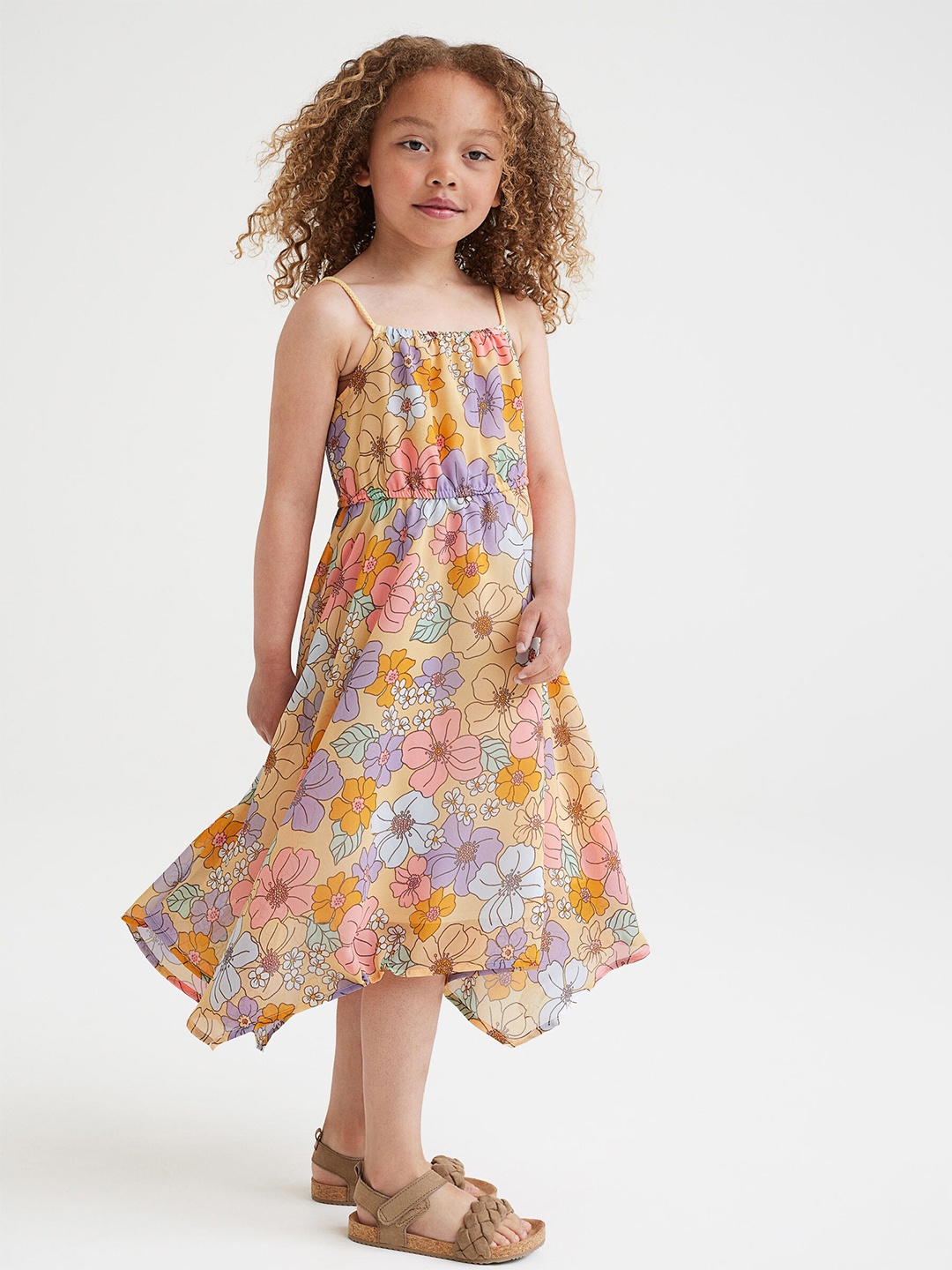 

H&M Girls Yellow Asymmetric Chiffon Dress