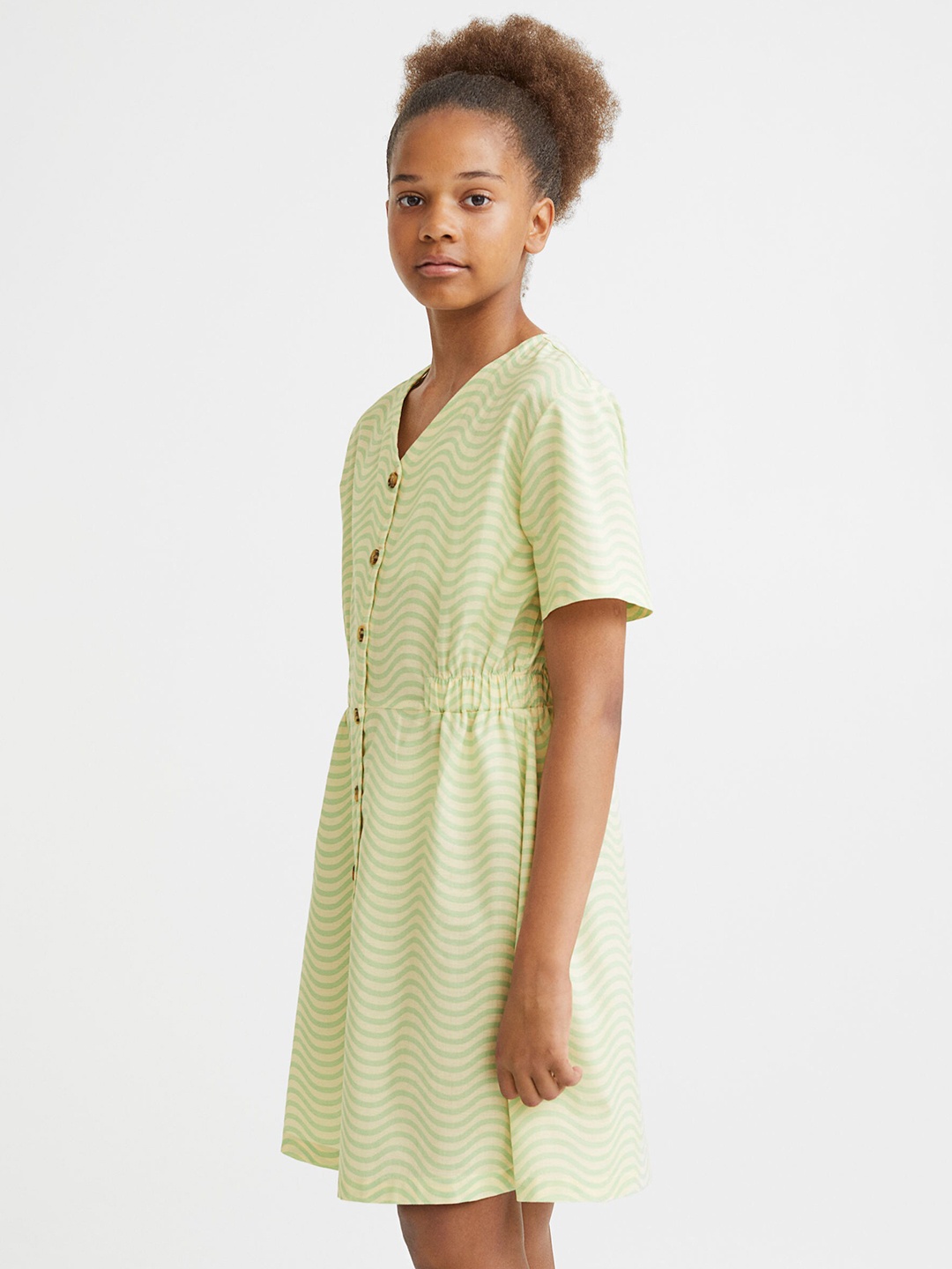 

H&M Yellow Pure Cotton Striped Dress