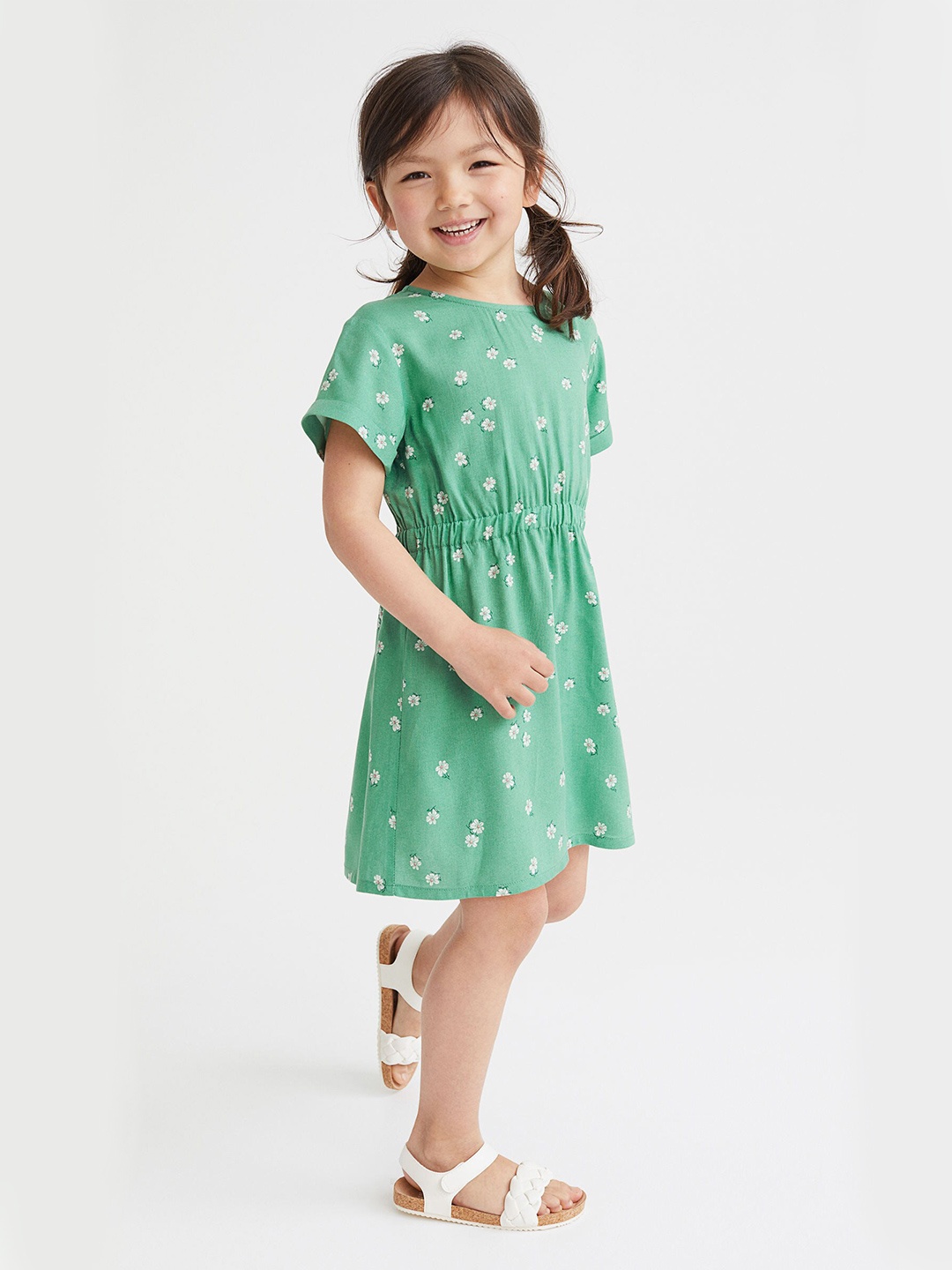 

H&M Girls Green Patterned Dress