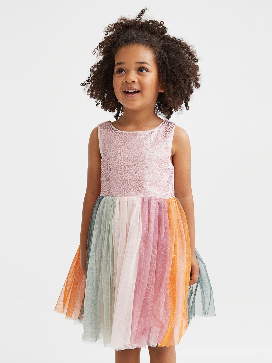 

H&M Girls Pink Sequined Tulle Dress