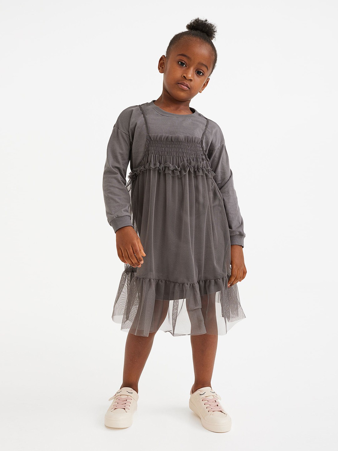 

H&M Girls Grey Cotton 2-Piece Dress Set