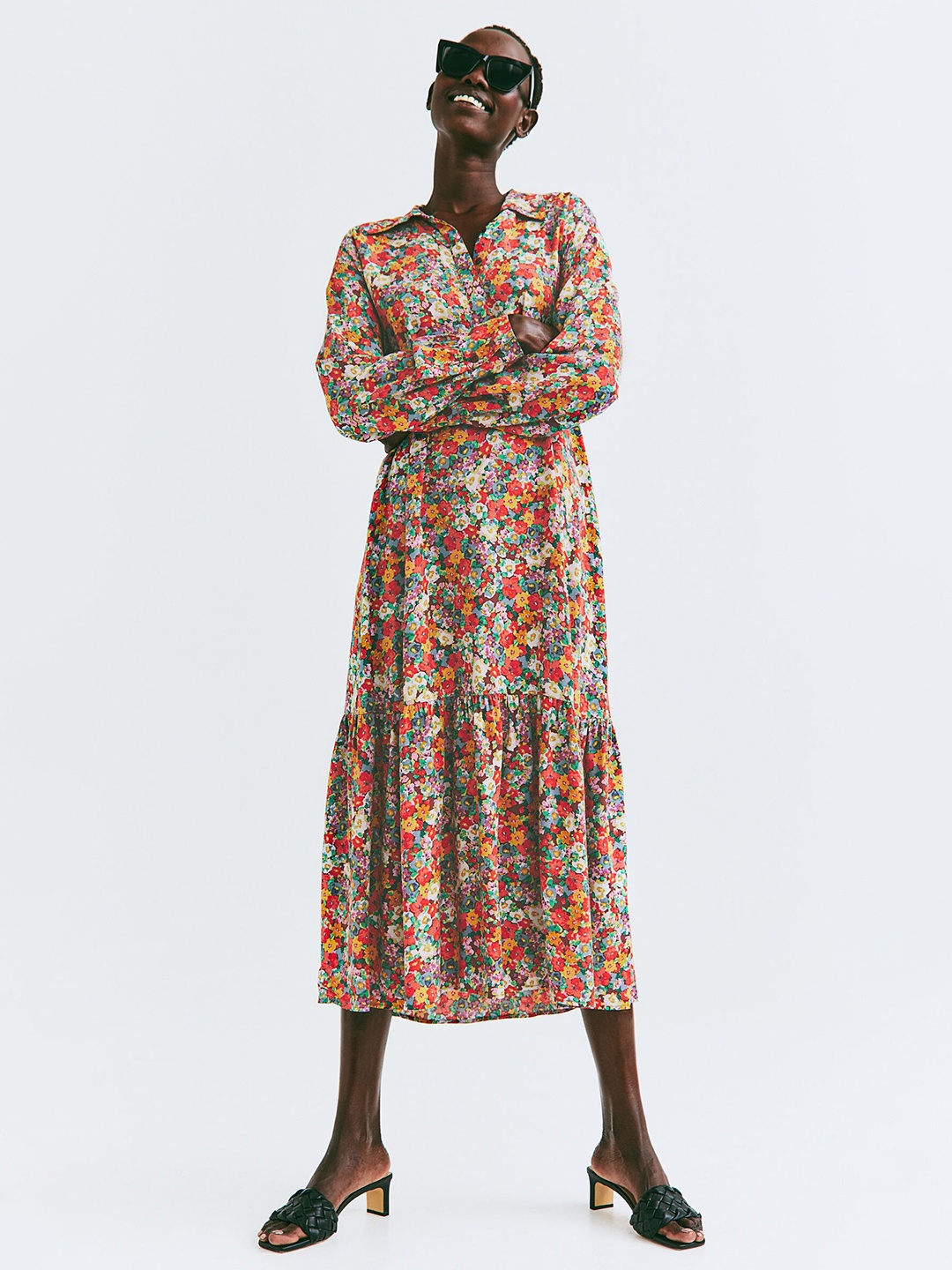 

H&M Women Multicoloured Floral Patterned Shirt Dress, Multi