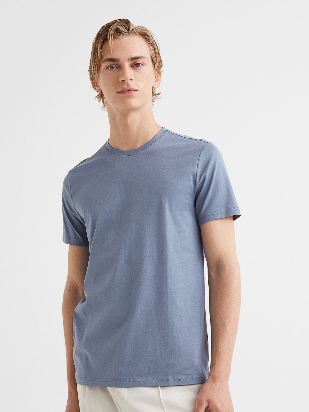 

H&M Blue Slim Fit Pima Cotton T-Shirt