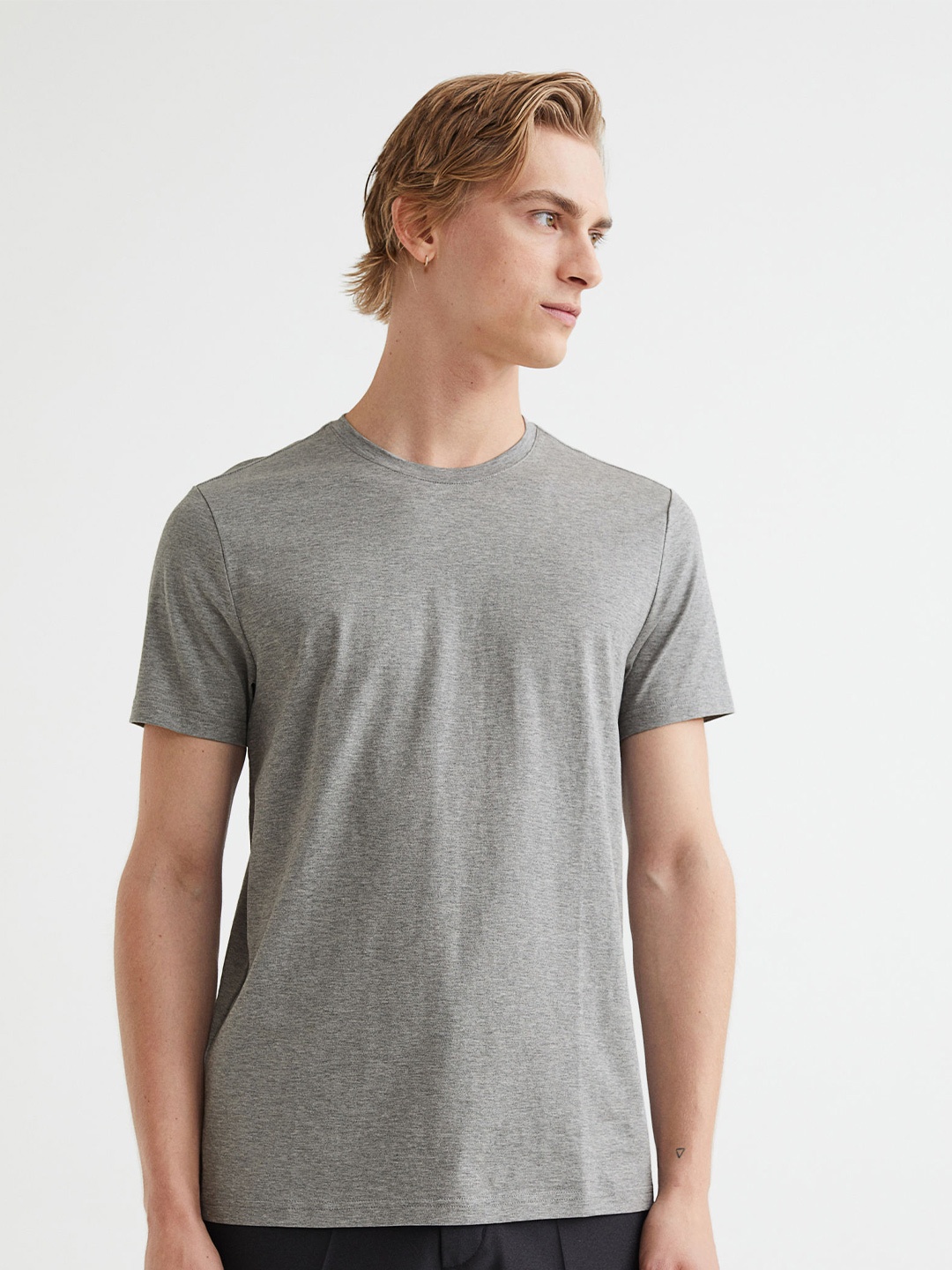 

H&M Grey Slim Fit Pima Cotton T-Shirt