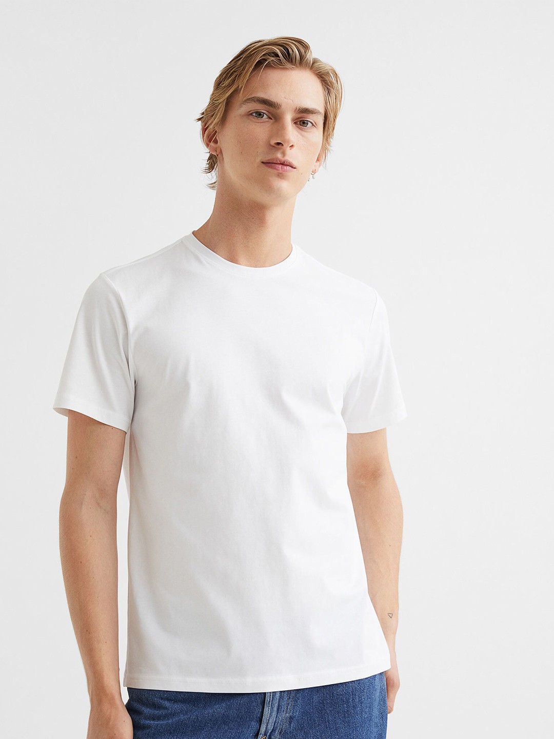 

H&M White Regular Fit Pima Cotton T-Shirt