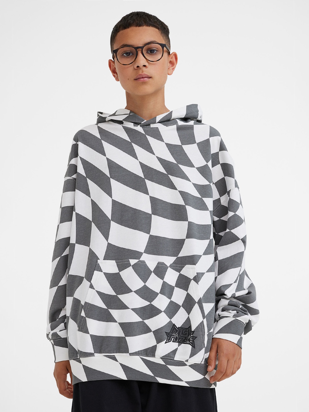 

H&M Boys White & Grey Printed Hoodie