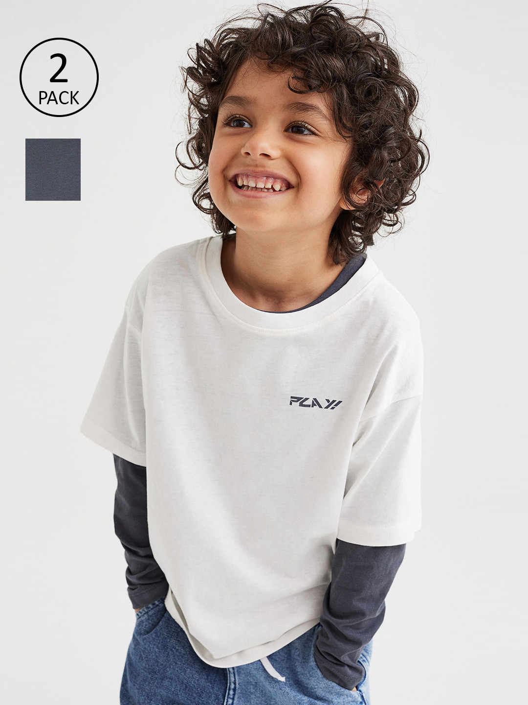 

H&M Boys Grey 2-Pack Cotton Jersey Tops
