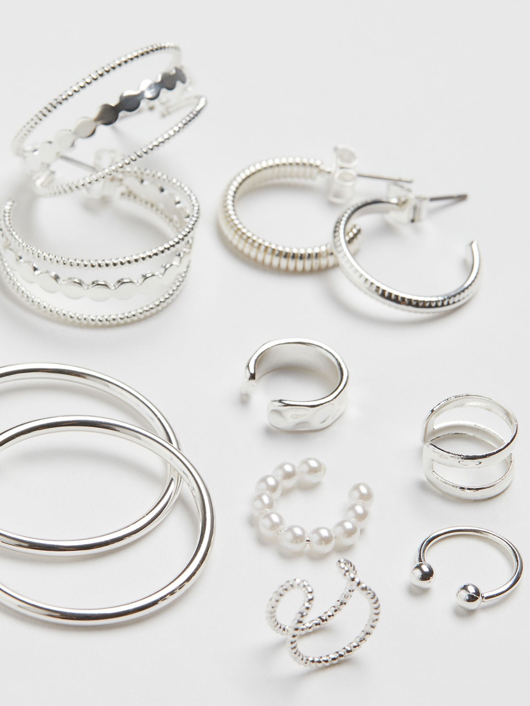 

H&M Silver-Toned Earrings and Ear Cuffs