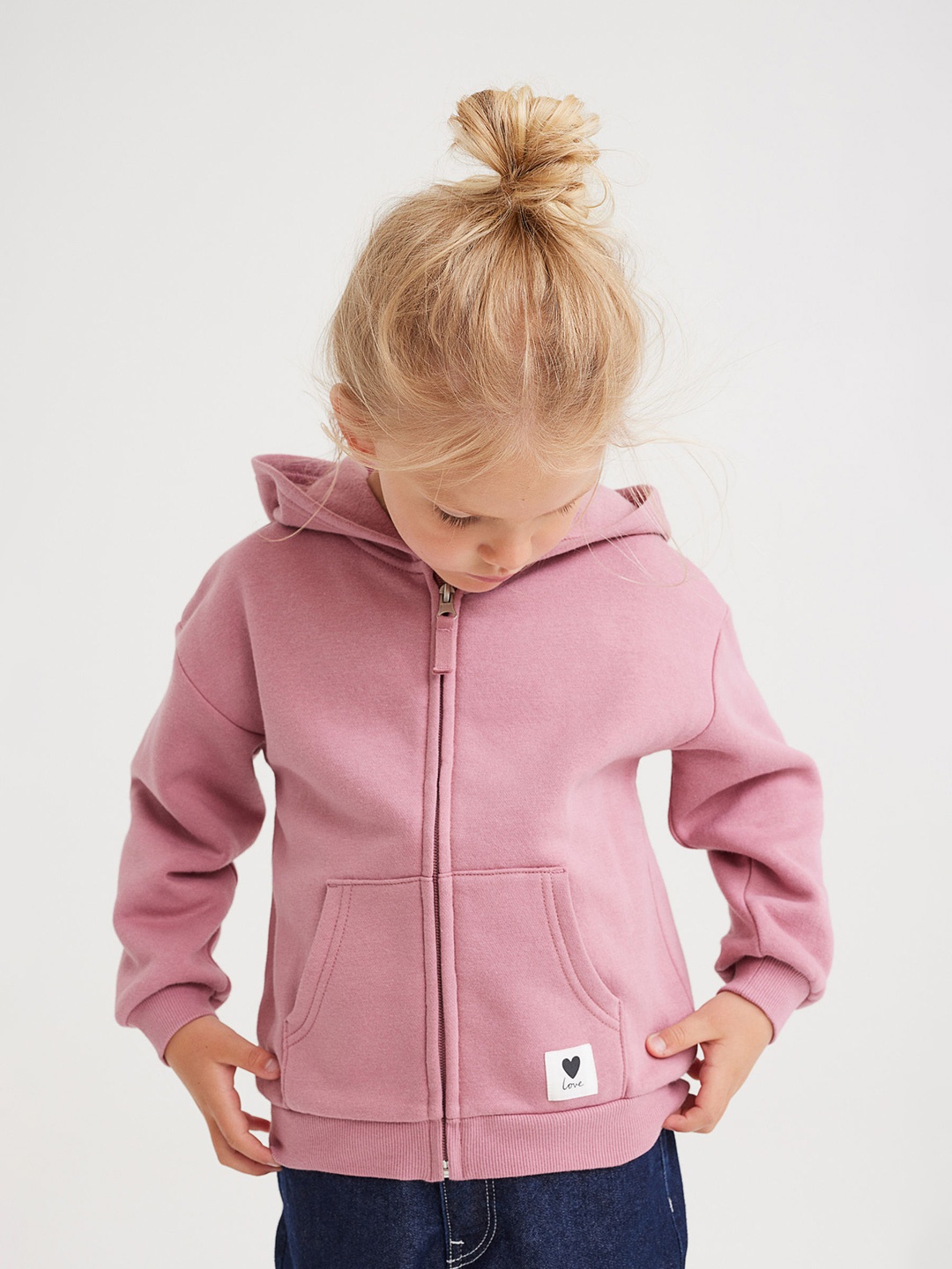 

H&M Girls Pink Solid Zip-Through Hoodie