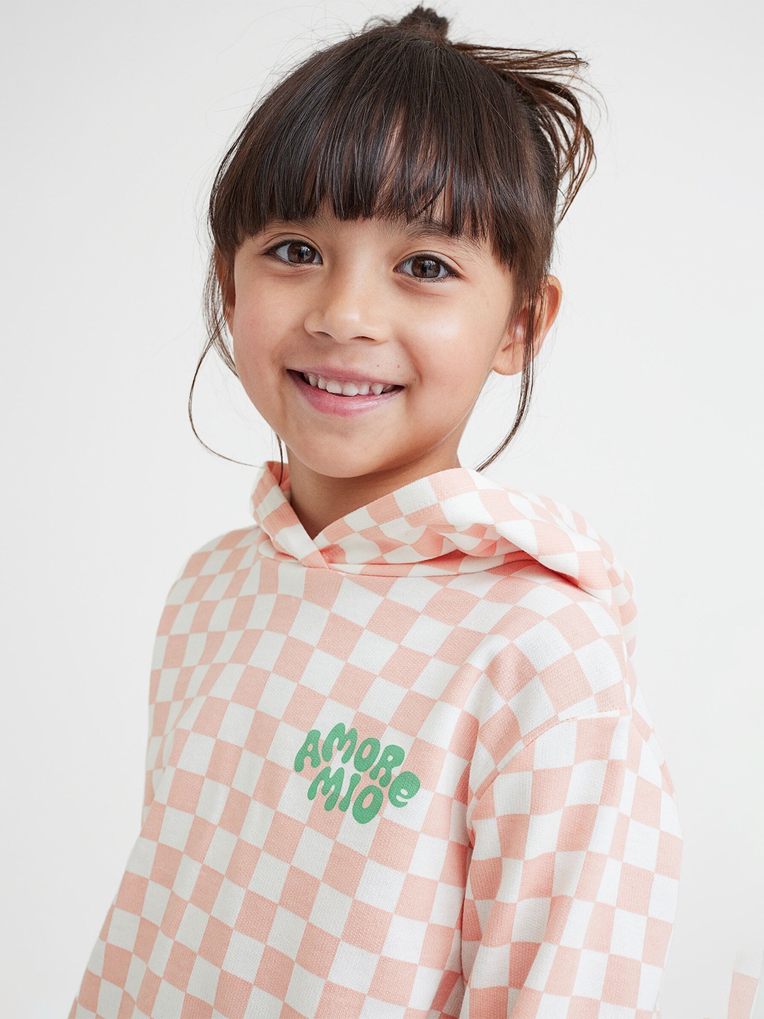 

H&M Girls Orange & White Printed Hoodie
