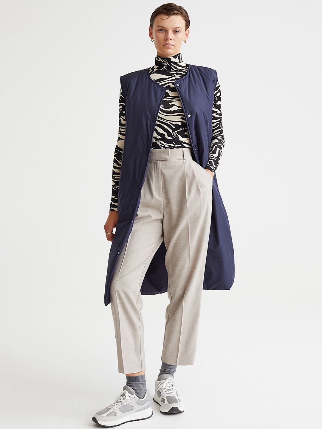 

H&M Women Navy Blue Long Gilet