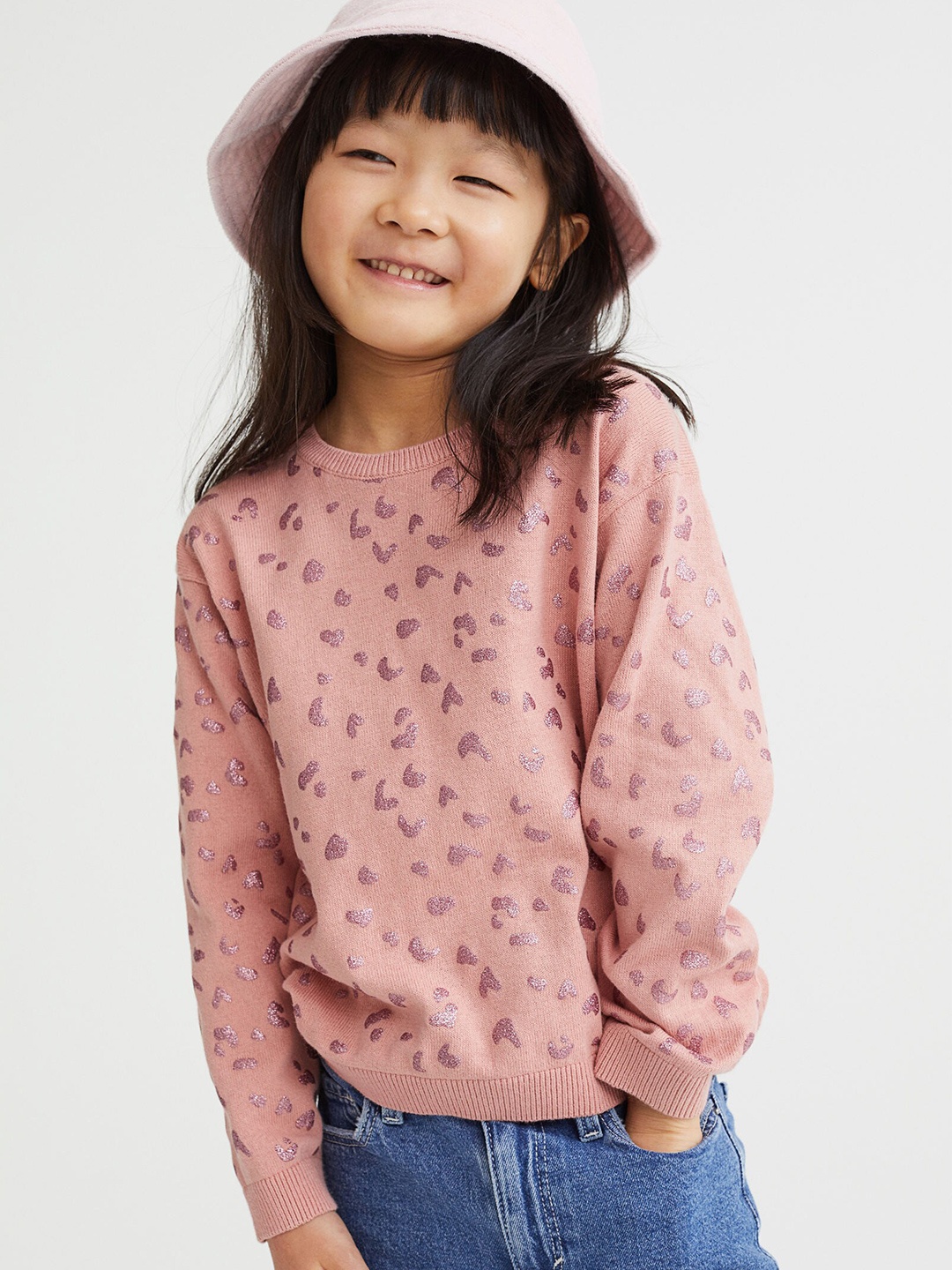 

H&M Girls Pink Fine-Knit Cotton Jumper