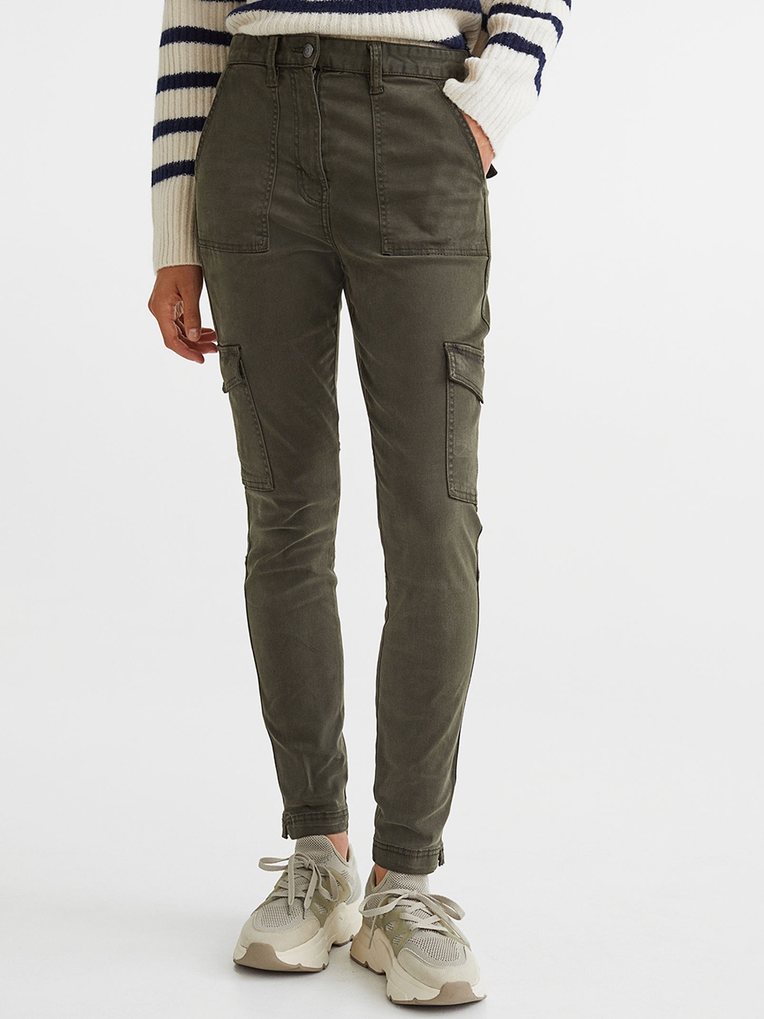 

H&M Women Green Skinny Cargo Trousers