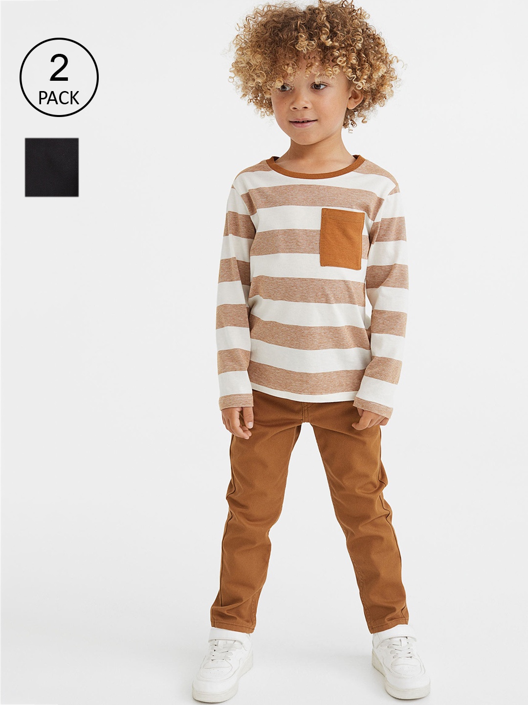 

H&M Boys Black & Brown 2-Pack Cotton Twill Trousers